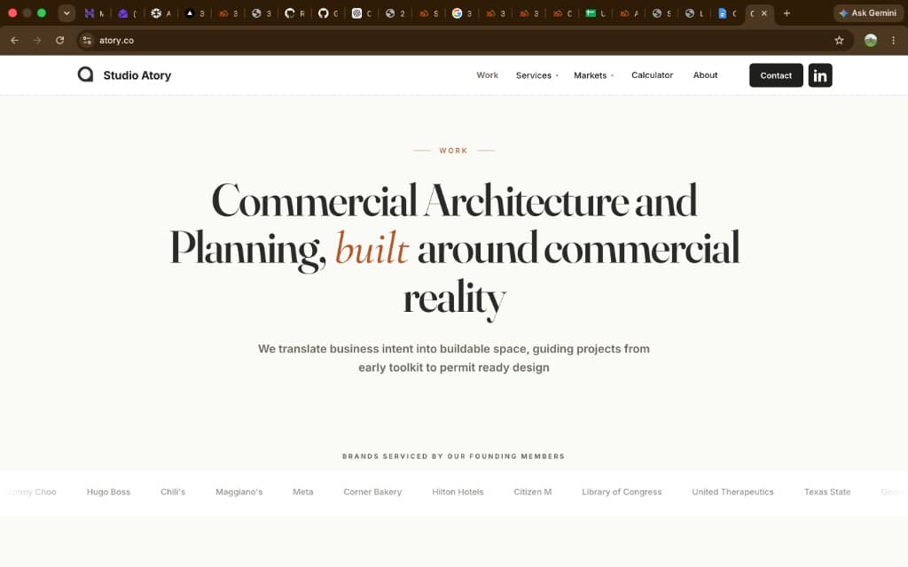 Studio Atory commercial architecture website